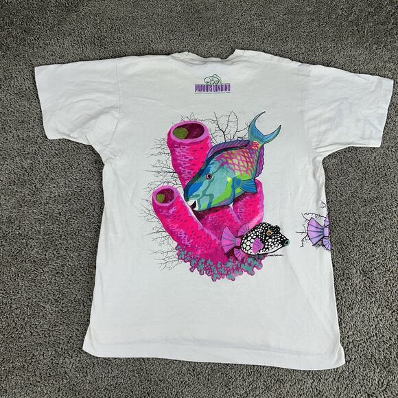 Vintage Parrots Landing Shirt Mens Large Grand Cayman Fish Graphic Made USA 90s - Picture 1 of 15